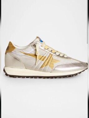 Golden Goose Silver and Gold Retro Runner Sneakers